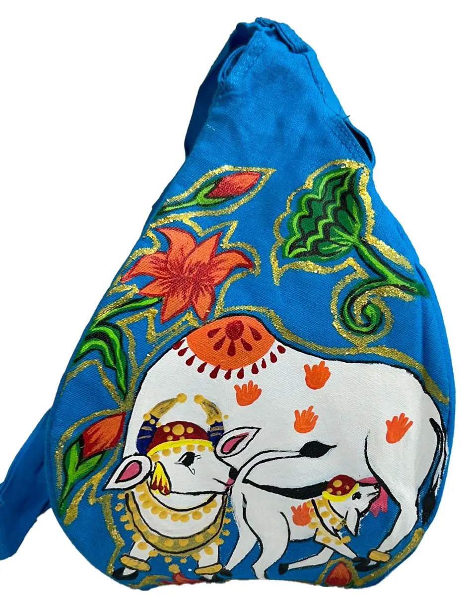 Hand-painted Sri Radha Bead Bag
