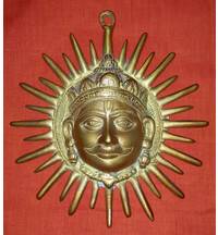 Brass Surya Sun God Deity (8")