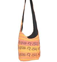Handbag with Hare Krishna Mantra in Earthy Colors