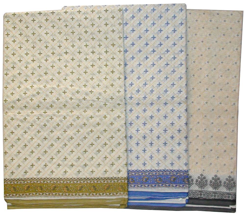 Sari, Cotton Printed -- Pattern on light background