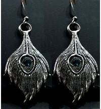 Earrings Diamond Peacock Feather (Pair)