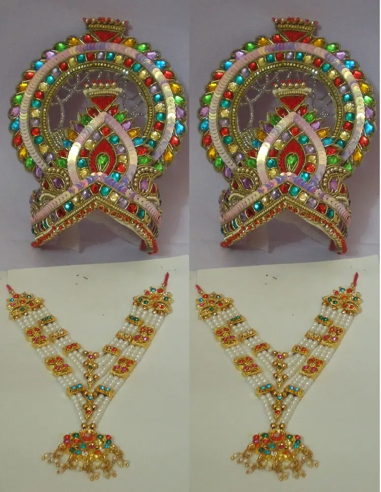 Large Crown and Necklace Set -- Type 2 -- For 20\"-30\" Deities (pair)