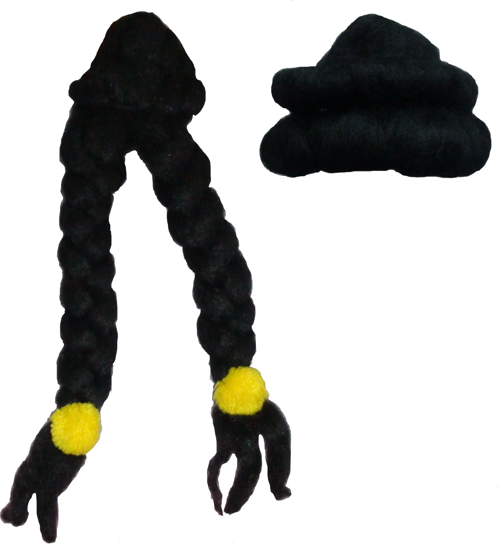 Krishna\'s Curly Hair & Radha\'s Ponytail with decorated Bun -- Hair / Wigs (set of 2)