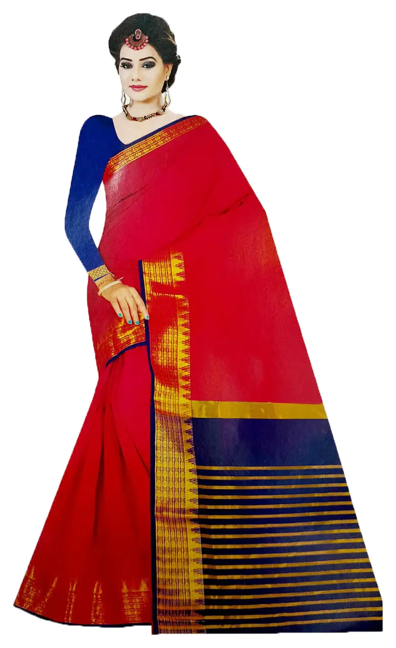 Mulmul Plain Sari with Border - Pure Cotton