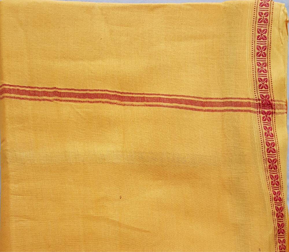 Dhoti / Chadar -- Yellow Jute -- Red Borders